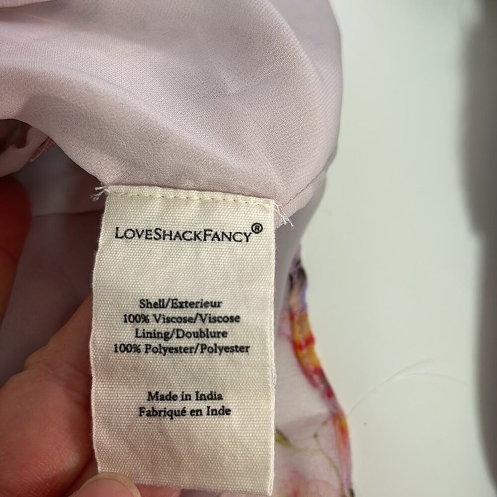 LOVESHACKFANCY Desra Ruched Floral Pastel Confetti Ruffle Mini Dress Sz 8 - Picture 10 of 10